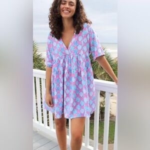NEW Simply Southern Shell Print Dress Cover Up Tunic Women’s XL Seashells